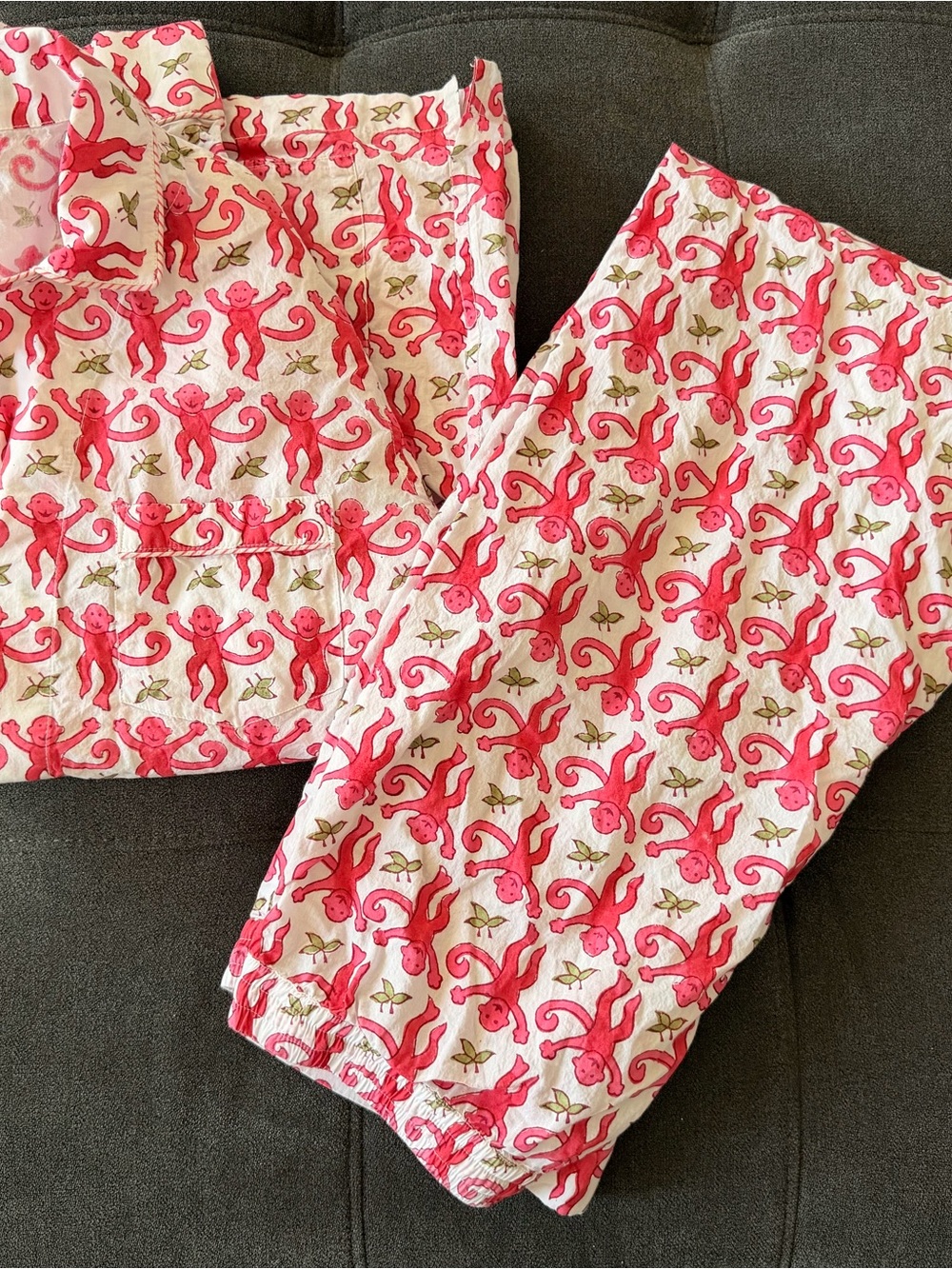 Roller Rabbit Pink Monkey Print Pajama Set